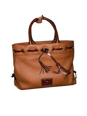 Dooney & Bourke Pebble Leather Cognac Tote with Tassels